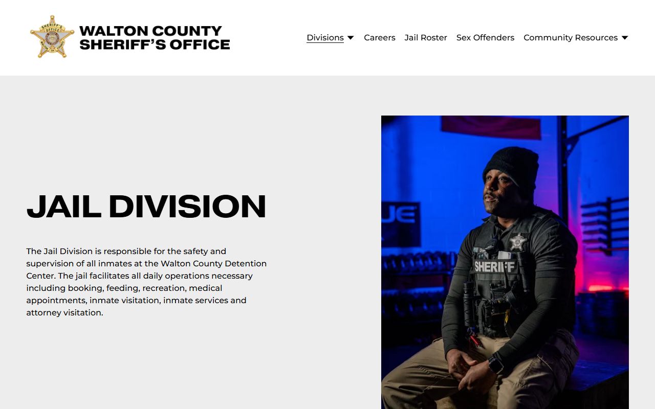 Walton County Jail inmate services and jail division page